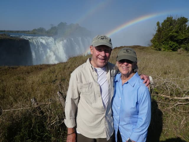 Al and Mary Jane Cook at Victoria Falls, Zimbabwe.